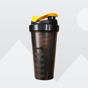 Protein Shaker Bottle, Black with Yellow Flip Cap, Plastic, Gym and Fitness Use