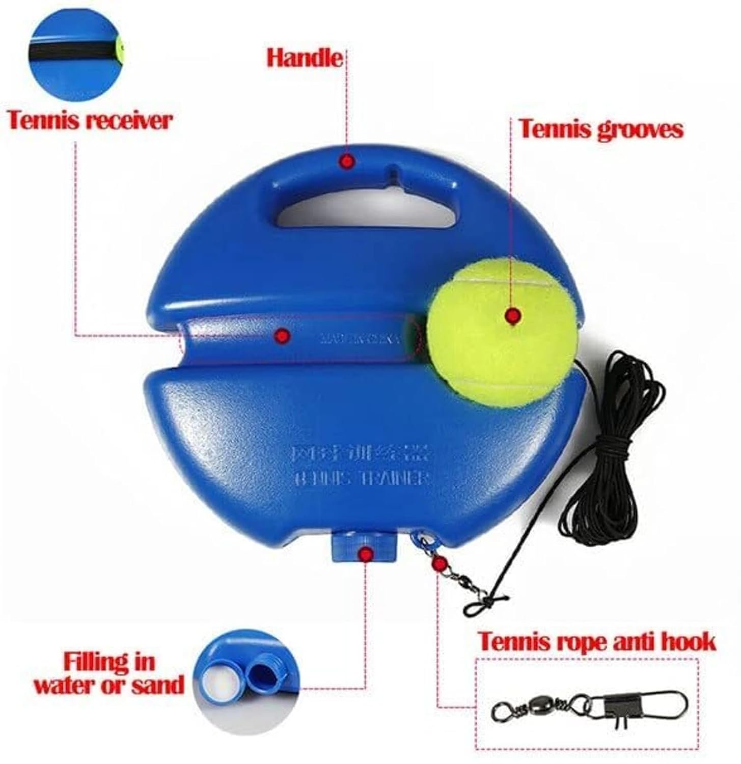 Tennis Trainer Rebound Ball Set with Elastic String, Solo Tennis Practice Trainer, Self Training Tennis Ball Base for Beginners, Kids, Adults - Image 2