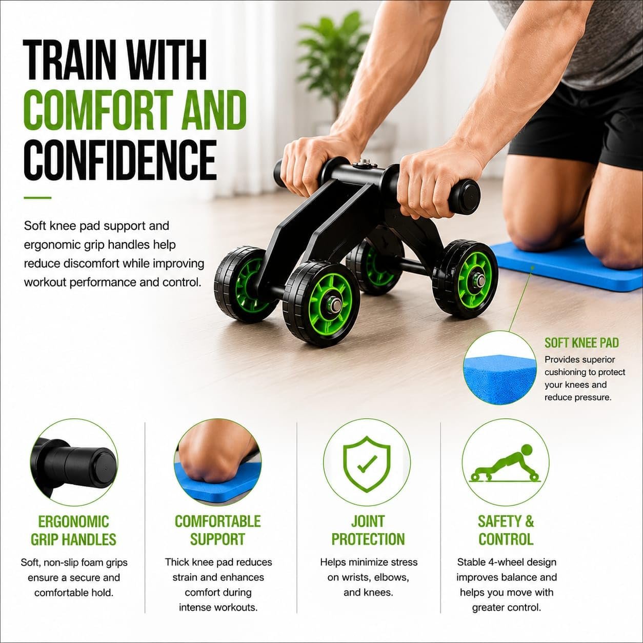 4-Wheel Ab Roller Wheel for Core Strength Training - Image 4