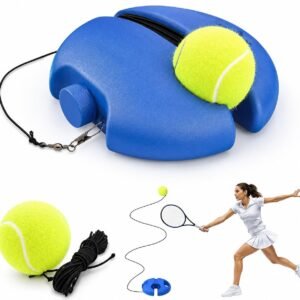 Tennis Trainer Rebound Ball Set with Elastic String, Solo Tennis Practice Trainer, Self Training Tennis Ball Base for Beginners, Kids, Adults