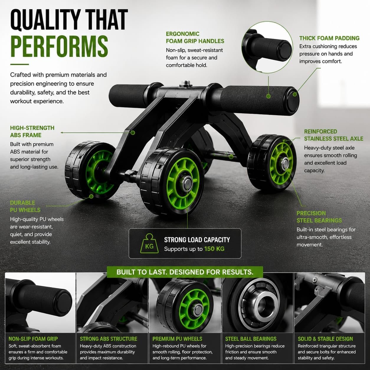 4-Wheel Ab Roller Wheel for Core Strength Training - Image 6